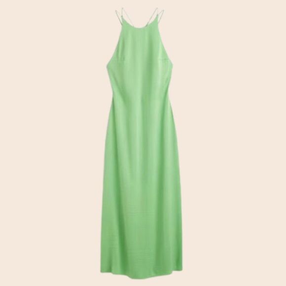 H&M Green Halter Strappy Back Midi Dress Size Small NWT - Picture 1 of 14